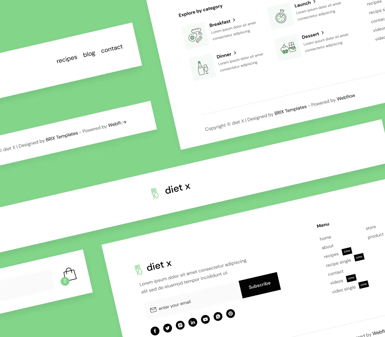 Headers And Footers - Diet X Webflow Template