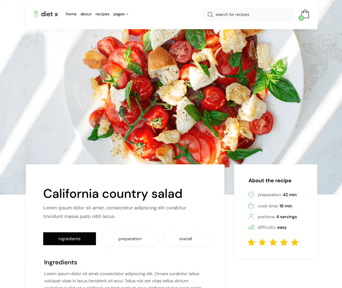 Recipe Single - Diet X Webflow Template