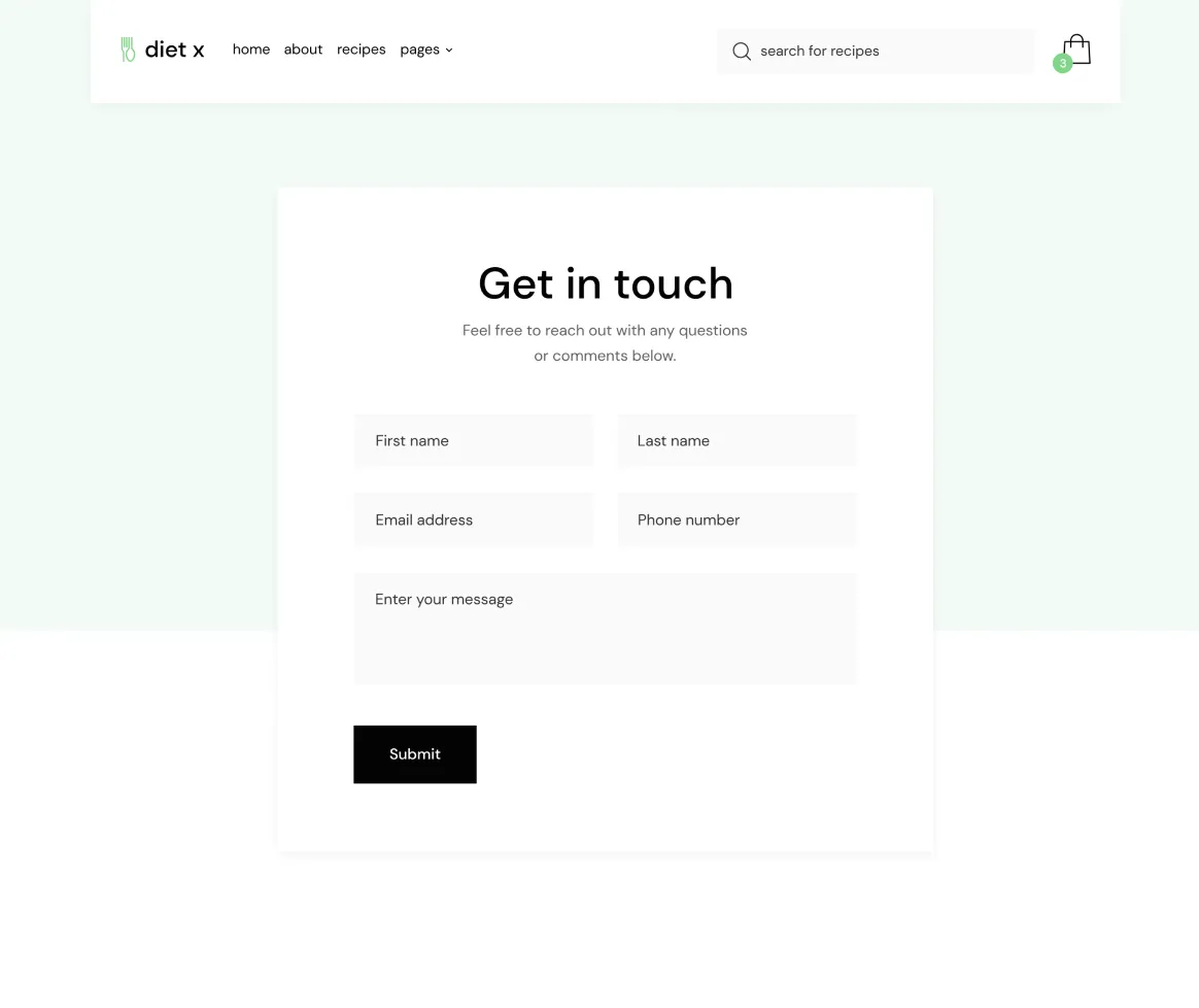 Contact - Diet X Webflow Template