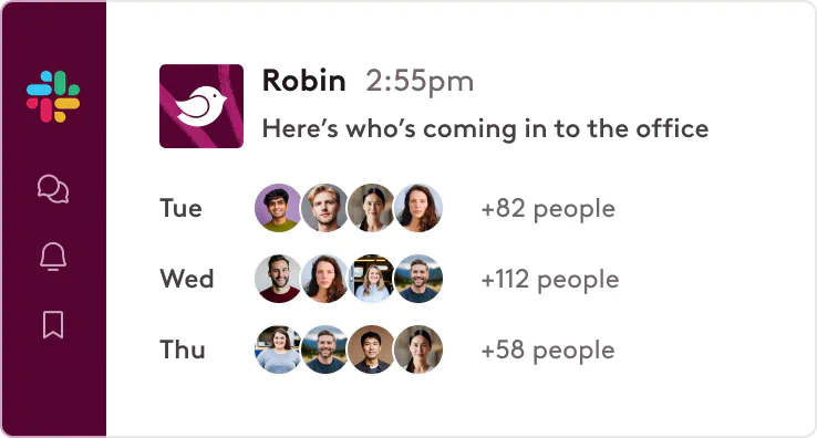Slack office overview message from Robin