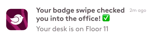 Badge swipe notification