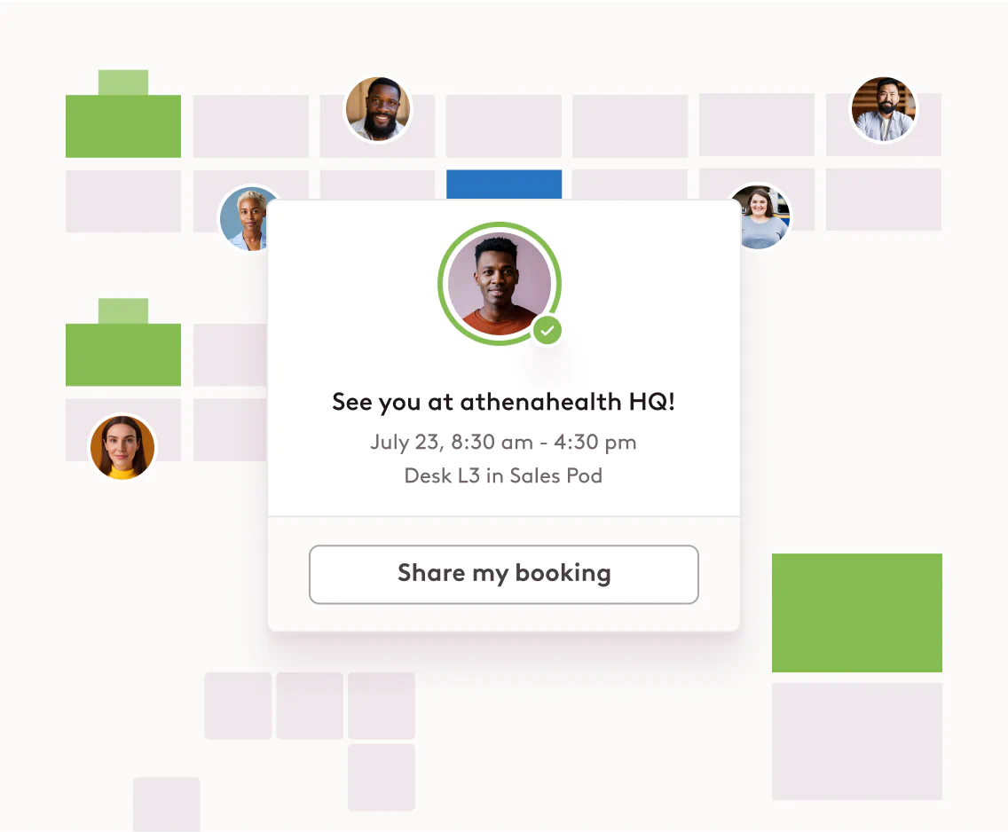 Desk booked UI pop-up