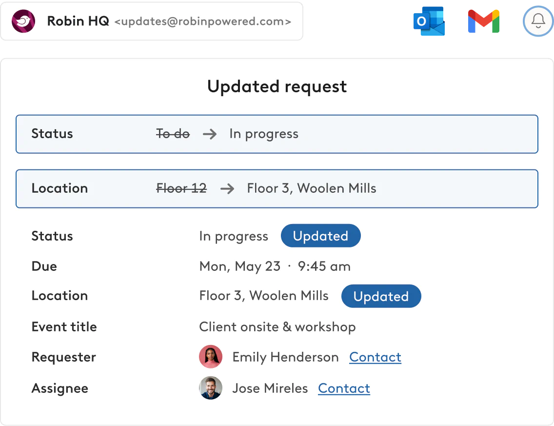 Meeting request change email from Robin