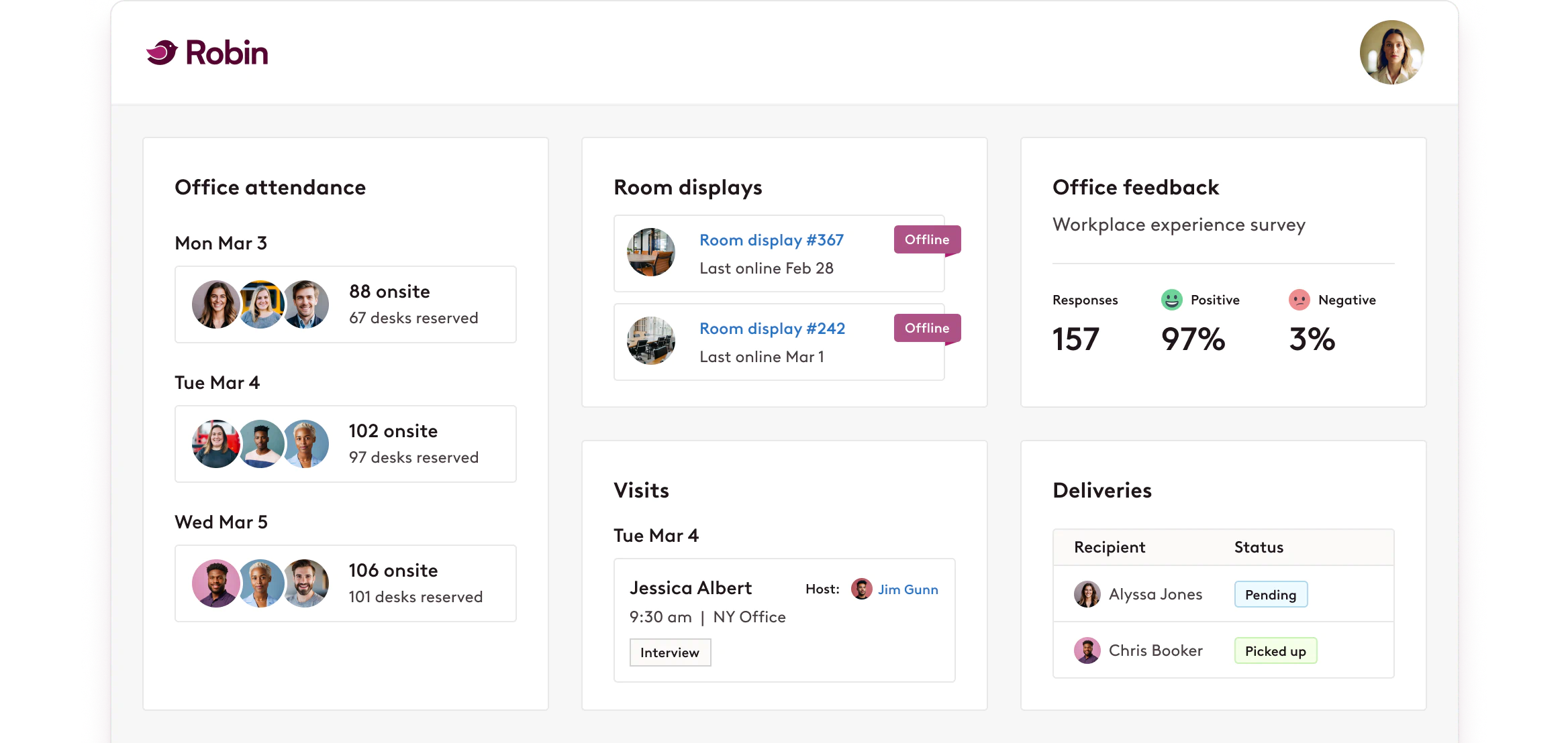 Robin Workplace Dashboard