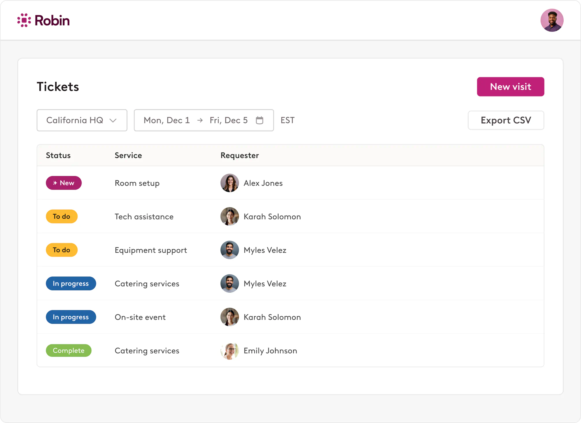 Ticket management in Robin