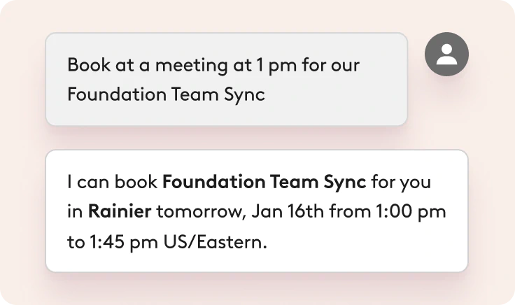 An employee books a meeting in an AI assistant using the Robin MCP connector