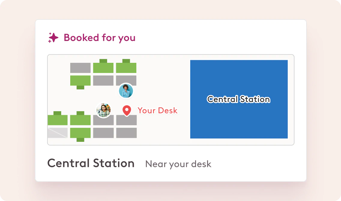 Robin notification that a meeting room has automatically been booked near the user's desk