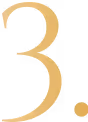 Large golden numeral three with a period on a white background.