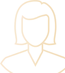 Outline icon of a person with medium-length hair and no facial features in gold color.