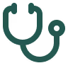 Green stethoscope shaped to form a power button symbol.