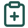 Medical clipboard with a cross symbol representing healthcare or medical records.