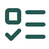 Checklist icon with a square box and a checkmark box next to three horizontal lines.