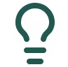 Simple green outline of a light bulb icon on a transparent background.