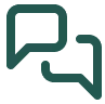 Two overlapping chat bubbles representing conversation or message replies.