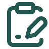 Clipboard icon with a pen symbolizing writing or editing notes.