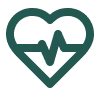 Green heart icon with a pulse line inside, symbolizing health or medical care.