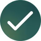 White checkmark inside a green circular background indicating approval or completion.