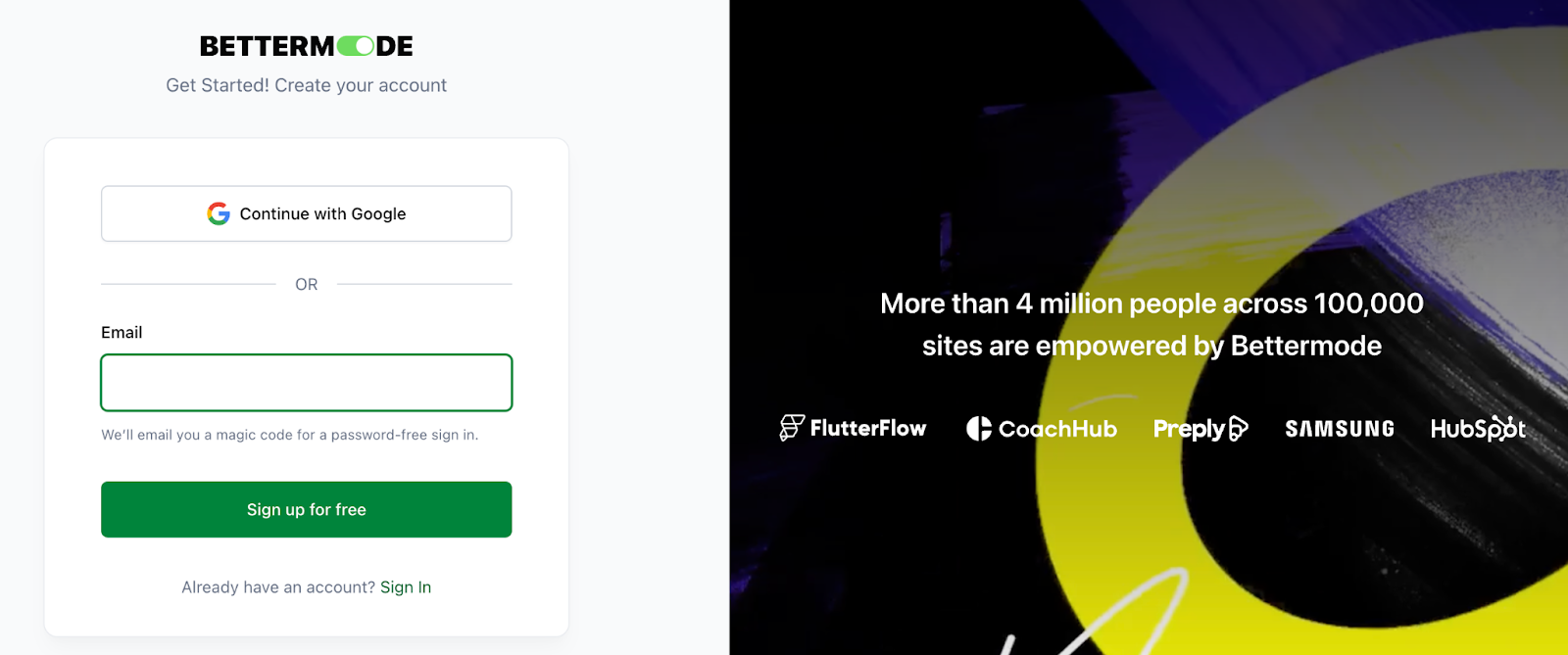 bettermode sign up