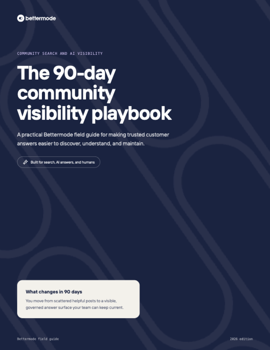 Cover of the Bettermode 90-day community visibility playbook