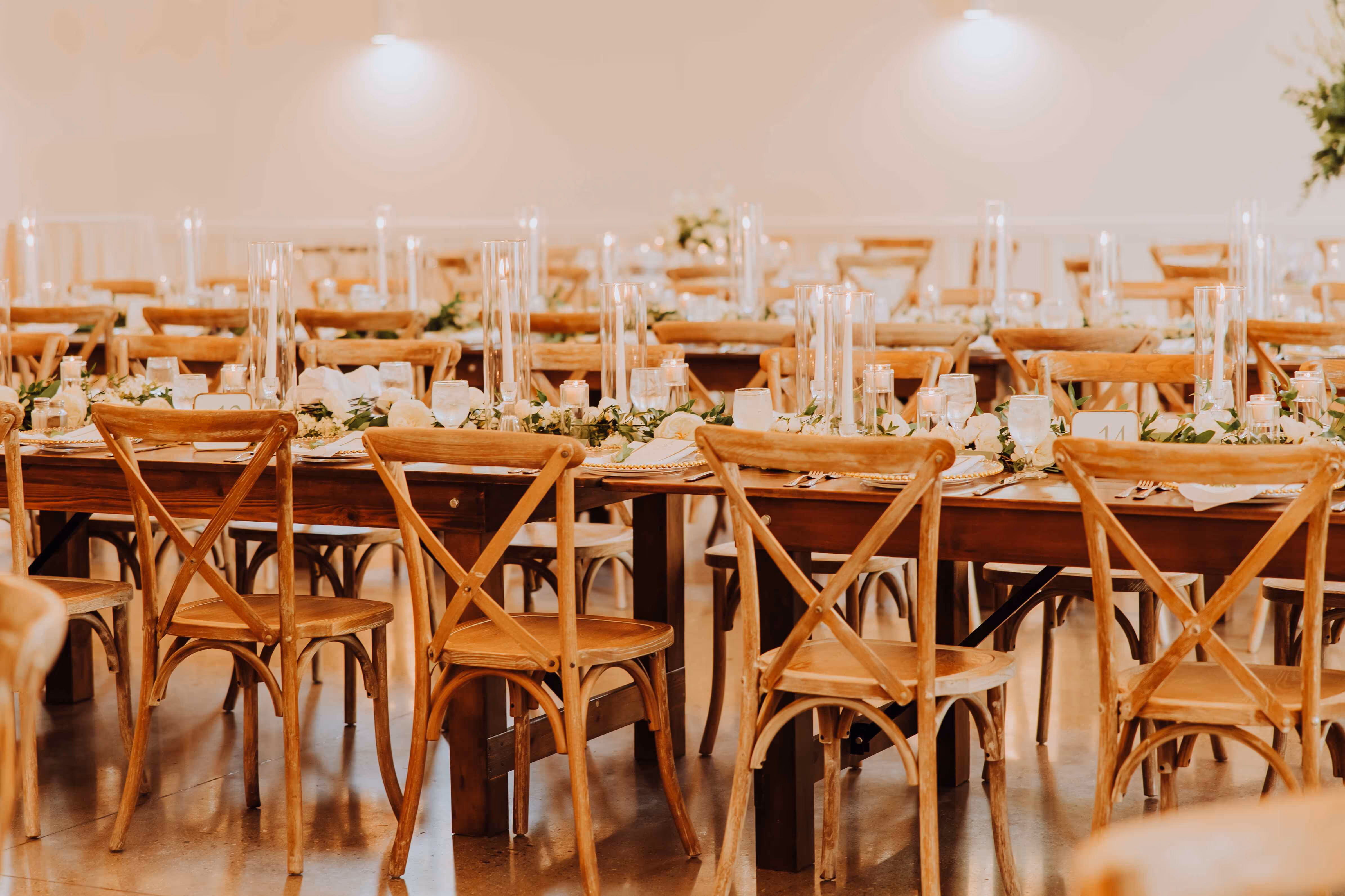 Wedding reception setup for 300 guests at Ivy House in Saugatuck, Michigan