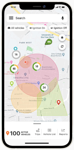 Cartrack app allows you to create Geofences perimeters where you define where your vehicle is supposed to go and get a push-notification when your vehicle enters or leaves these virtual parameters.