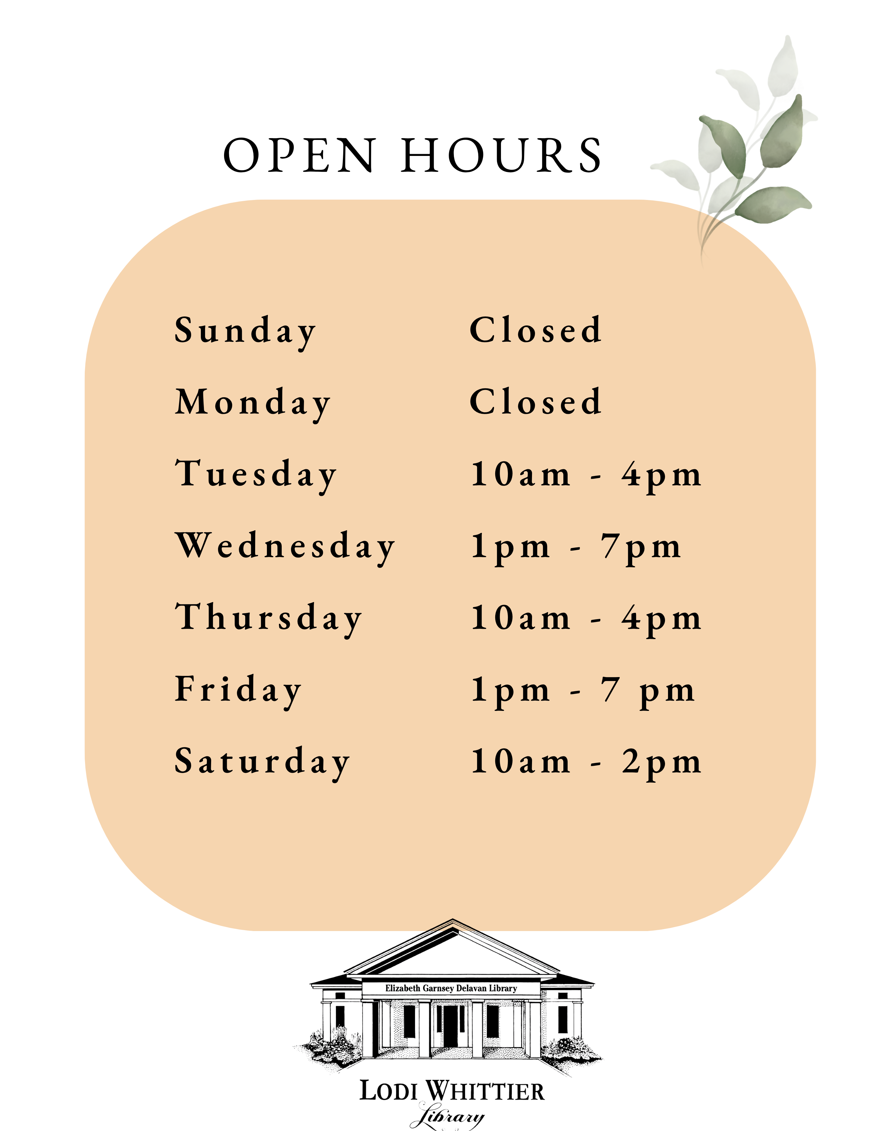New Friday Hours 1pm-7pm