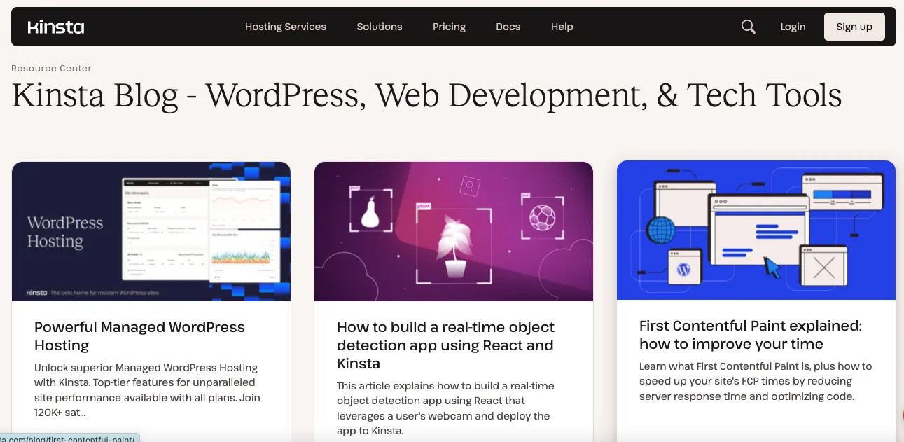Kinsta blog content marketing