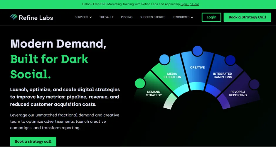 Screenshot of Refine Labs’ website home page