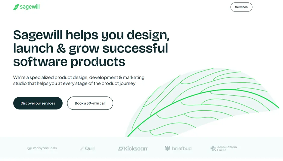 Screenshot of the Sagewill website home page
