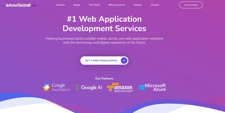 Screenshot of the Smartboost website home page