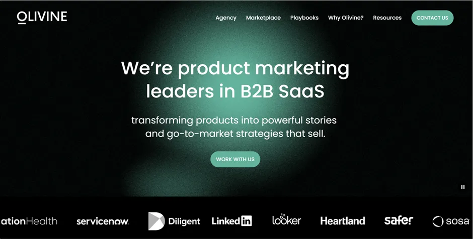 Screenshot of the Olivine Marketing website home page