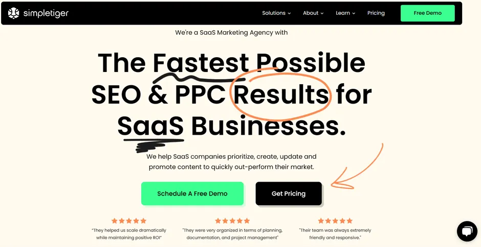 Screenshot of SimpleTiger’s website home page