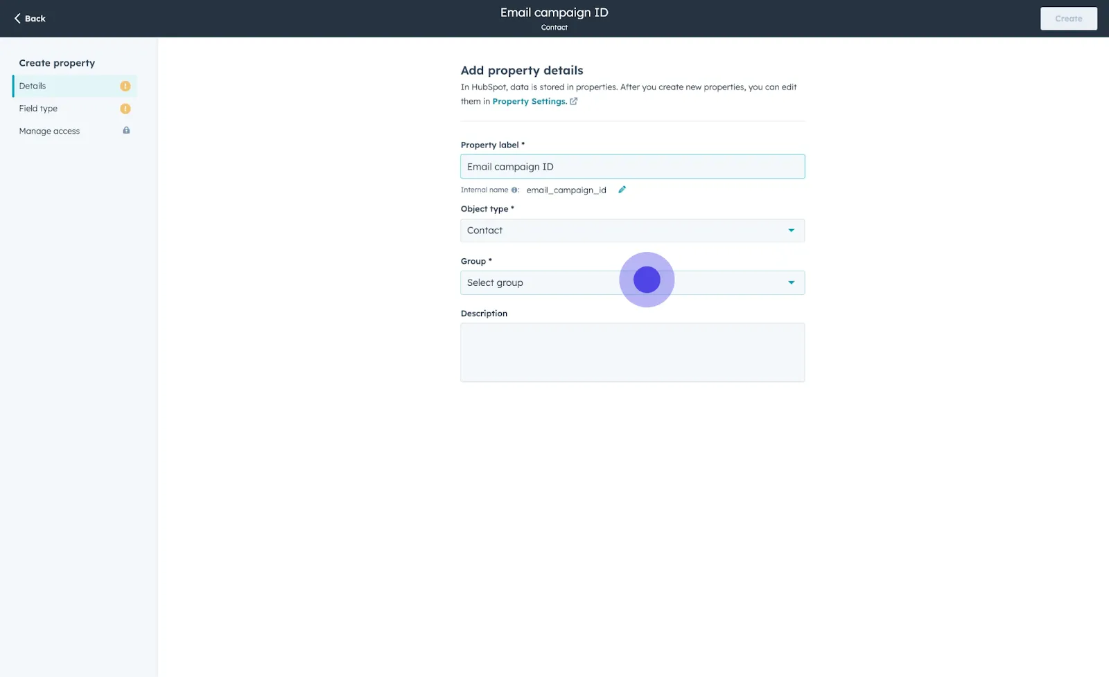 4 Click on "Select group".