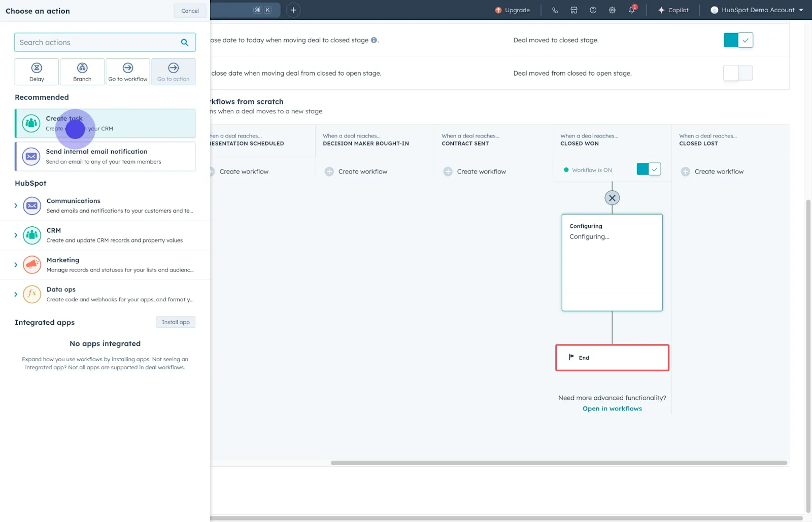 6 Next up, click on "Create a task in your CRM".