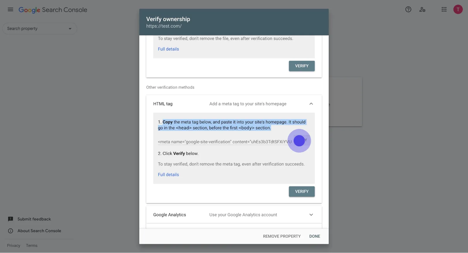 7 Click on "Copy".