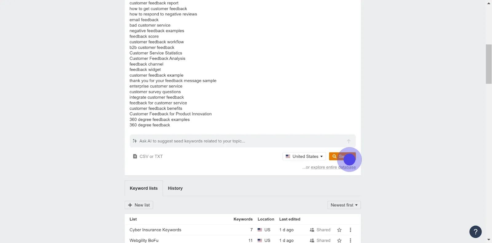 2 Click on "Search".
