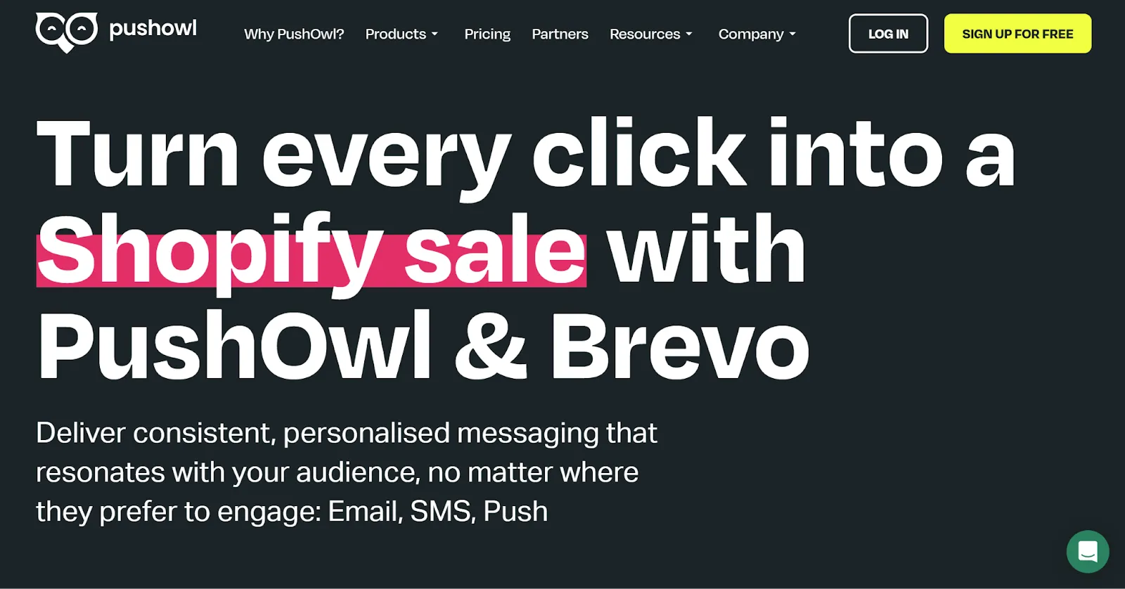 PushOwl’s clear messaging on their homepage improves their overall website design