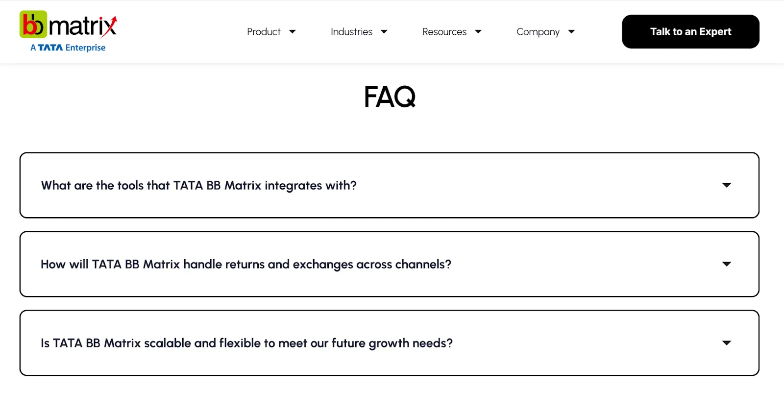 FAQs on the BBMatrix website