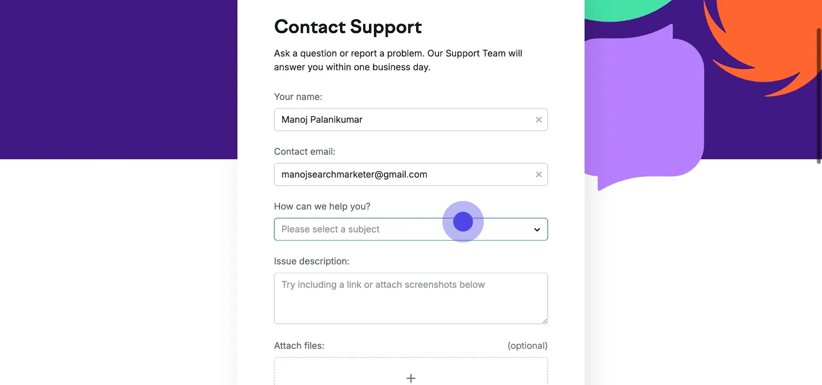 5 Afterwards, click on "Please select a subject".