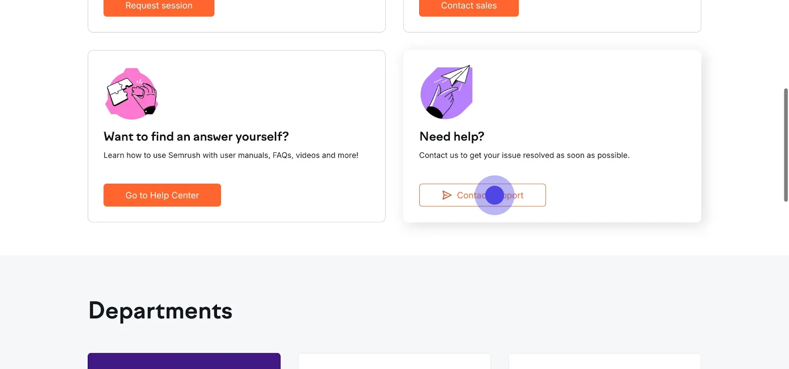 4 Next, click on "Contact support".
