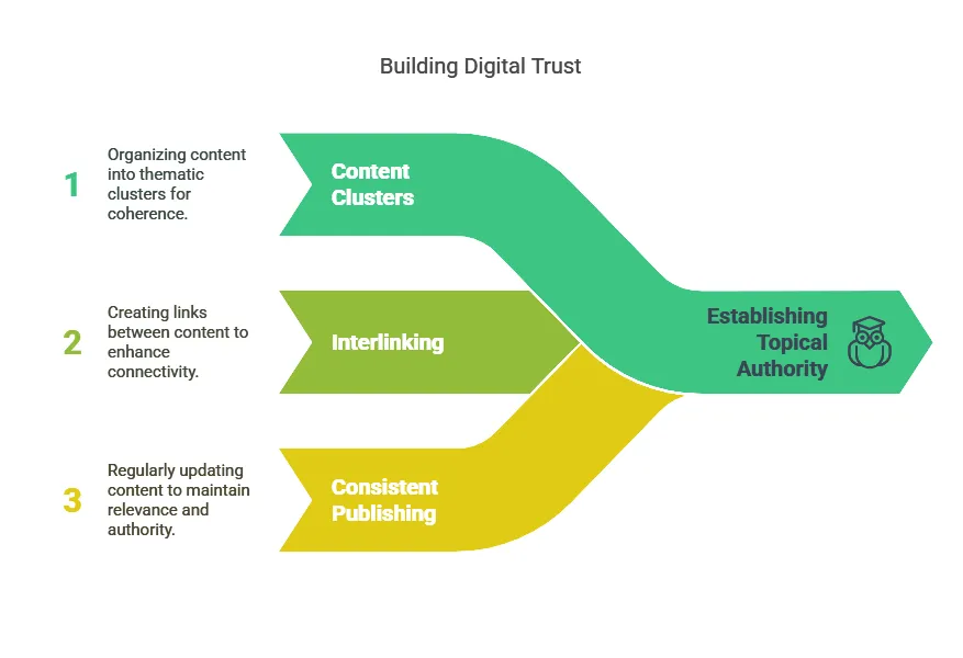An image demonstrating how to build topical authority