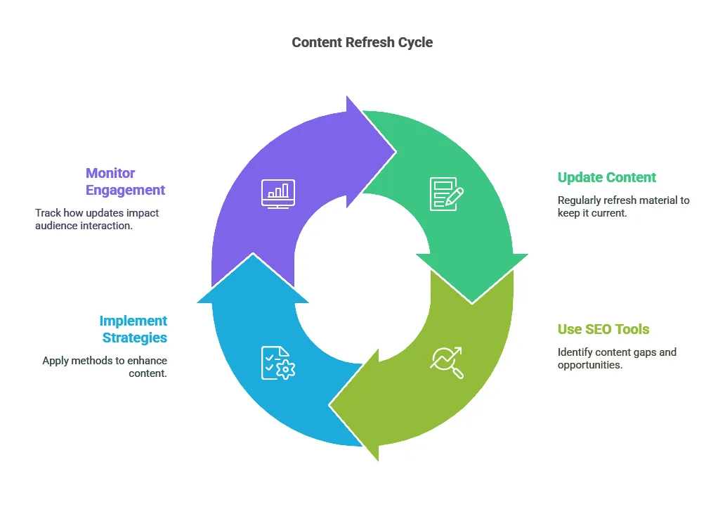 An infographic walking the reader through a typical content refresh cycle
