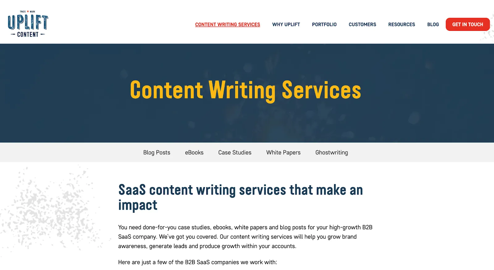 Uplift Content SaaS content writing services