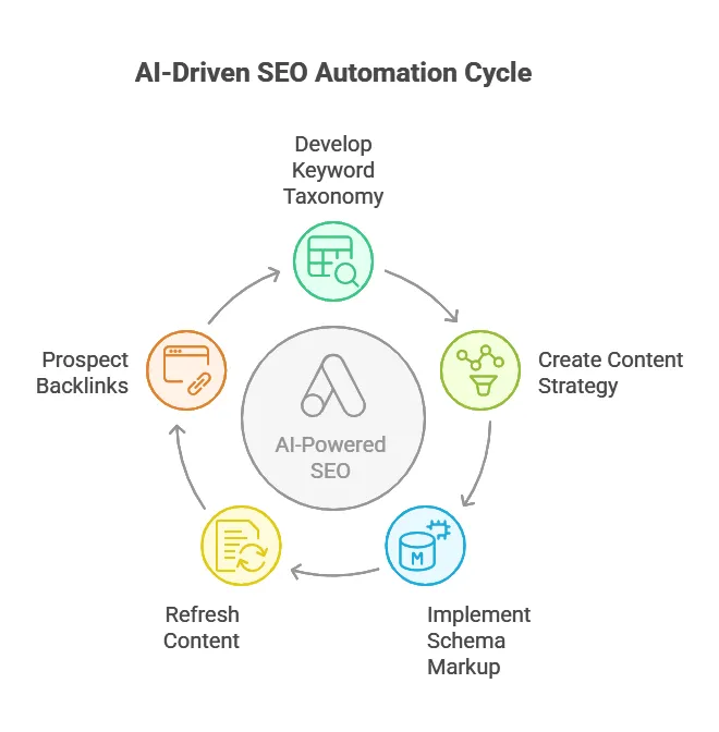 AI-driven SEO automation cycle
