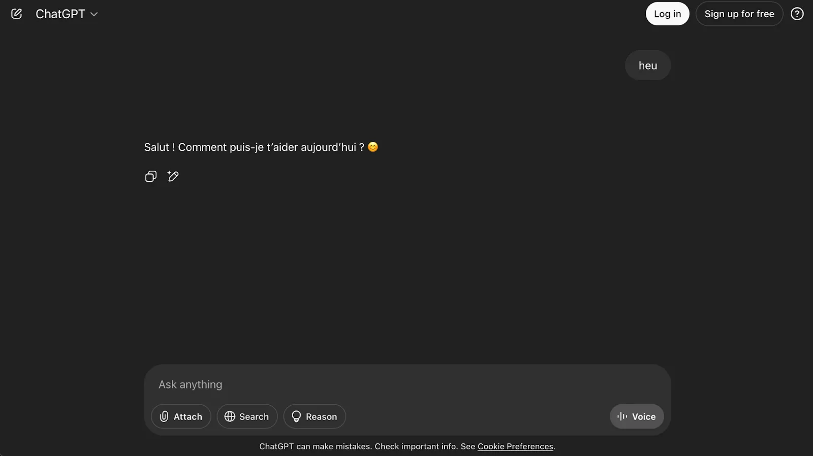 ChatGPT platform with an AI chat interface and welcome message on a clean, minimal layout
