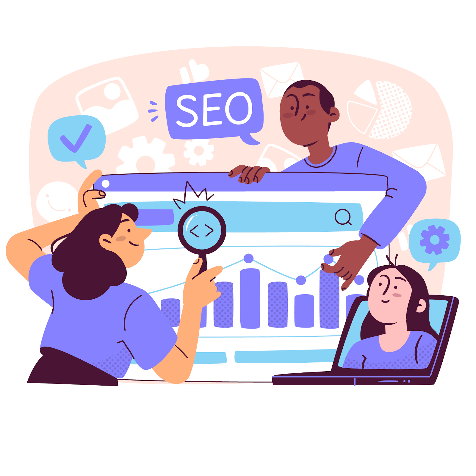 SEO team conducting detailed SEO keyword research with traffic metrics to map search terms and funnel stages.