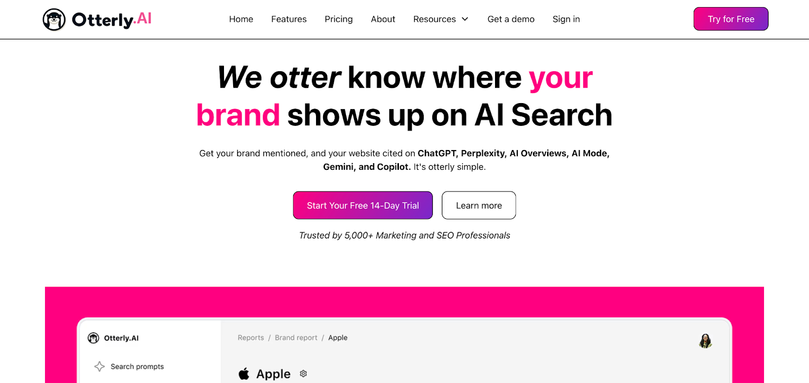 Oterly AI landing page
