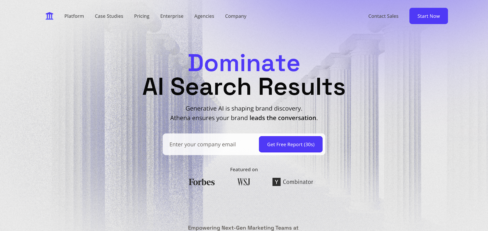 Athena HQ landing page
