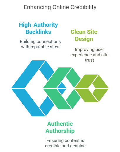 An image demonstrating ways to enhance online credibility