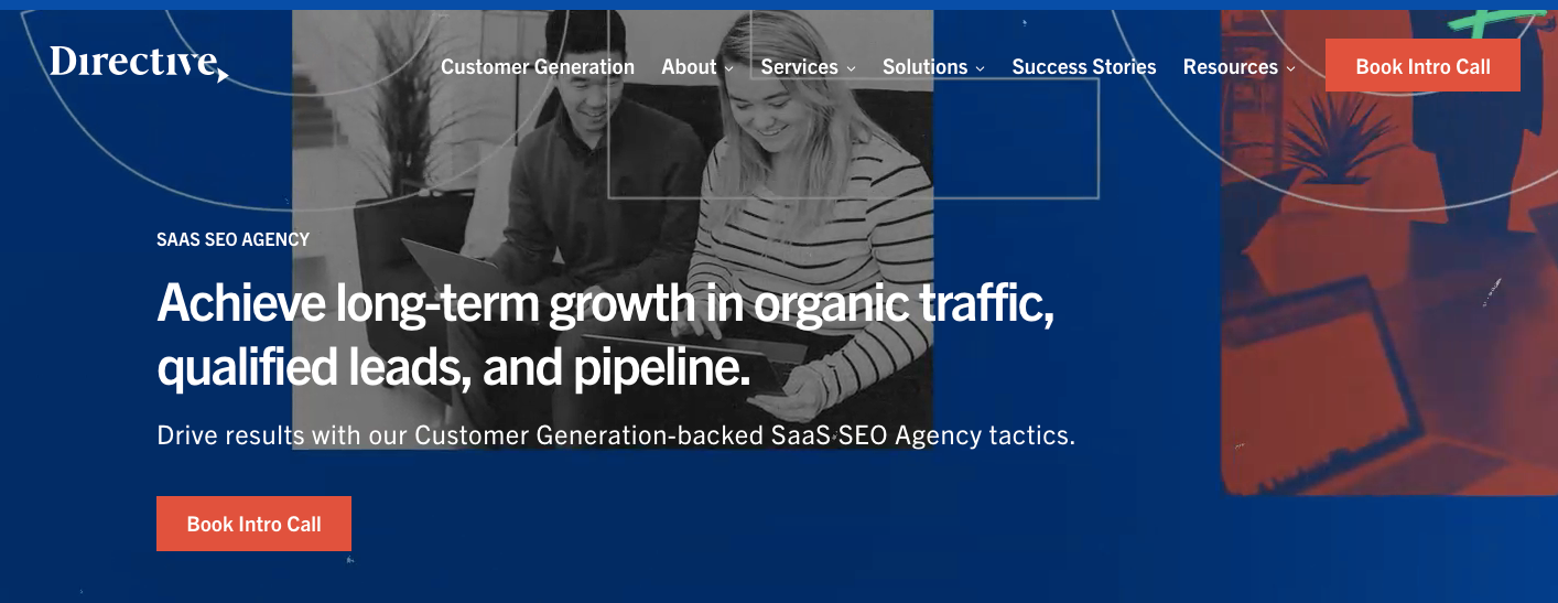 Screenshot of Directive, a SaaS SEO agency’s website home page